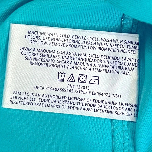 Eddie Bauer Short Sleeve V Neck Cotton Shirt Top Womens Small‎ Turquoise NWT - Picture 9 of 10